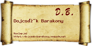 Dojcsák Barakony névjegykártya